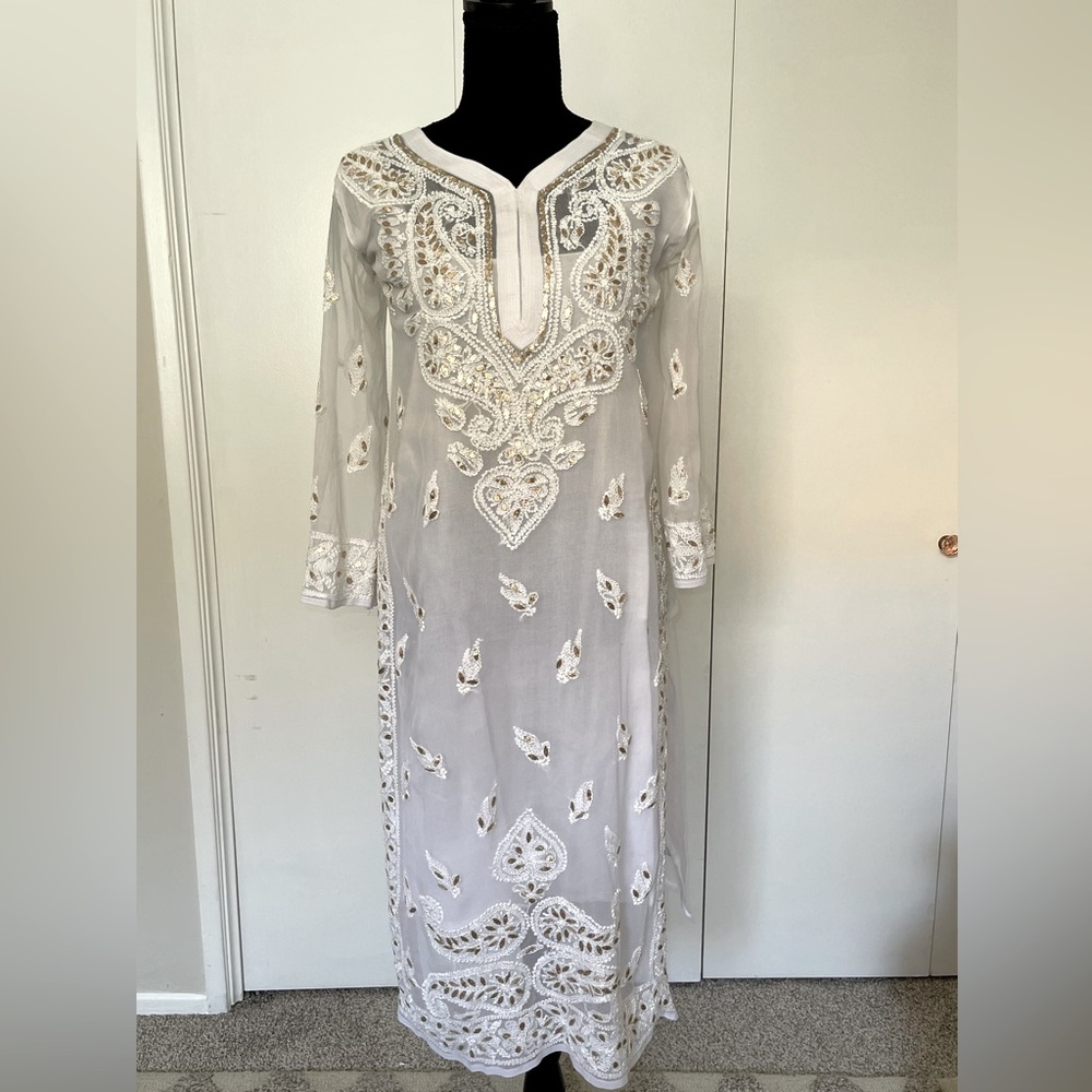 Embroidered Indian Kurta Top with beading